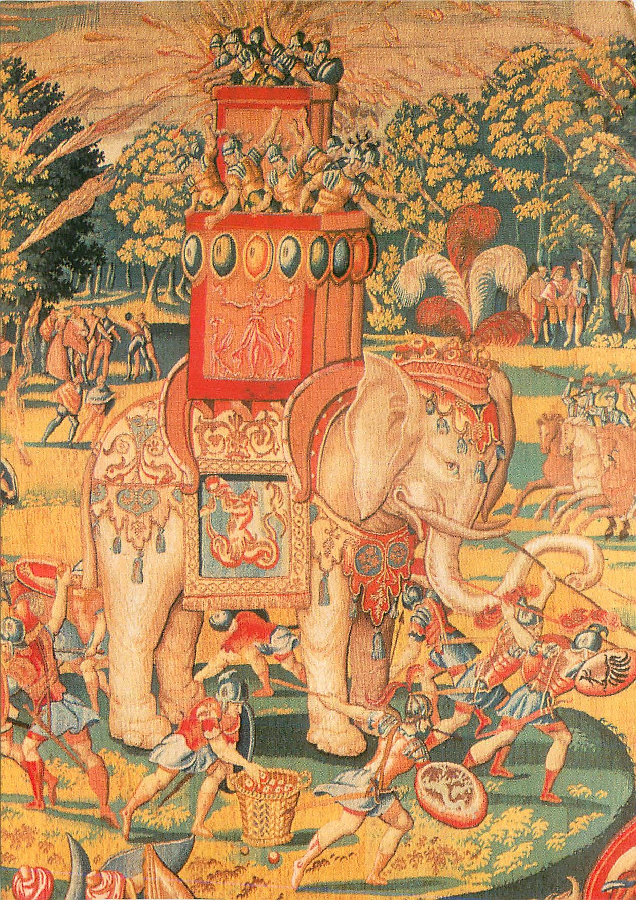CPM Exposition Ecole de Fontainebleau Paris Grand Palais Florence Musee des Offices Assaut a l elephant detail tapisseri